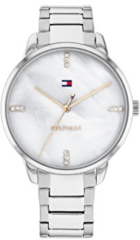 Tommy Hilfiger Analog Quarzuhr für Damen mit Silbernes Edelstahlarmband - 1782544