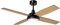 SWING FANS Marble Ceiling Fan: Whisper Quiet 48” Rotating Fan, Black or White Body with Black, White, Teak Blades, 3 Speeds, LED Light (Black Body - Teak Blade)