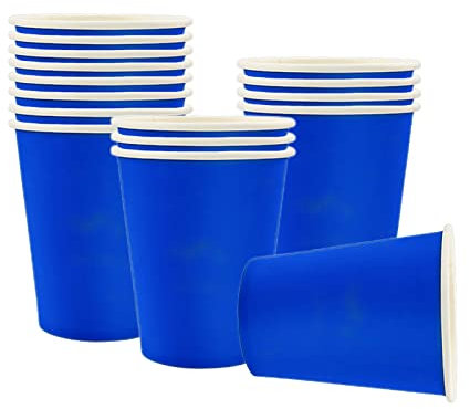 YAAVAAW 16P Blue Party Paper Cups,King Coronation Paper Cups,9oz Paper Cup Cold/Hot Drinking Cups Tea Coffee Cups Solid Color Party Cups for Kings Charles Coronation Decorations,Kids Adult Birthday