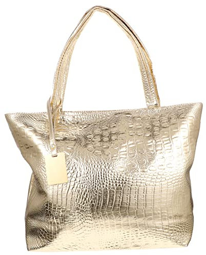 HAPINARY Große Kapazität Damen Handtasche Schultertasche Fashion Tote Bag Aus Kunstledergold für Schule Arbeit Einkaufen Elegante Cord Tasche mit Ausreichend Platz für Alle Essentials