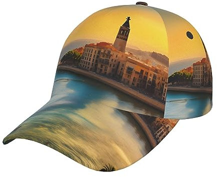 Cappellino da baseball spaziale in quattro dimensioni, misura regolabile, per corsa, allenamenti e attività all'aperto, per tutte le stagioni, unisex, Tramonto a Barcellona, Taglia unica