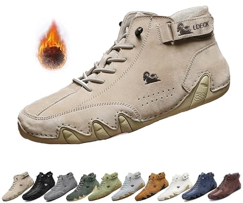Uomo Stivali Alti in Pelle Scamosciata Fatti a Mano, Beck Scarpe Uomo Impermeabili Antiscivolo Leggere Traspiranti Stivali Uomo for l'escursionismo e la Guida