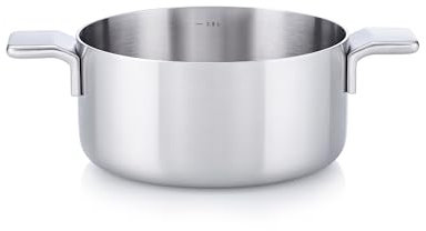 MasterPRO Alessi Bones - 20 cm Kochtopf - Hergestellt aus Edelstahl - Mattes Finish innen und außen - Gerader Körper - Messskala - Geschweißter hohler Gusseisen-Seitengriff - Induktionsgeeignet