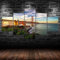 Bilder Wandbild 150x80cm Leinwandbild 5 TLG Kunstdruck Sonnenuntergang Golden Gate Bridge San Francisco modern Wandbilder XXL Wanddekoration Design Wandkunst 5 Stücke Leinwand Wohnzimmer Dekoration