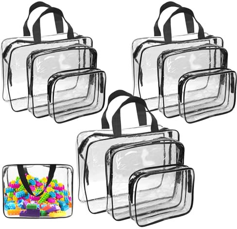 ZHIYUQL® 9 Pièces Trousse de Toilette Transparente PVC, Sac Rangement Jouet, Trousse de Toilette Voyage pour Hommes, Femme, Enfant (3 Tailles)