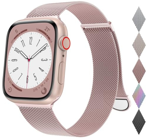 Kompatibel mit Apple Watch Armband 42mm 44mm 45mm 46mm 49mm für Frauen Männ Magnetisch Metall Edelstahl Ersatzarmband Armbänder für iWatch Armband Ultra 3/2/1 Series 11 10 9 8 7 6 5 4 3 SE, Rosa