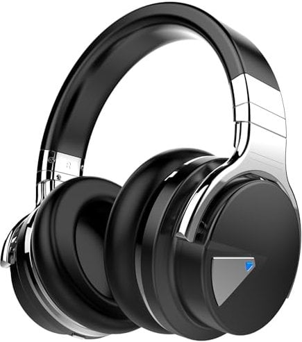 GarageRock E7 Kopfhörer Noise Cancelling Bluetooth Kopfhörer Kabellose Kopfhörer Over Ear Kopfhörer Mit Mikrofon Tiefe Bässe, Bequeme Protein-Ohrpolster, 30 Stunden für Reisen/Arbeit, Schwarz