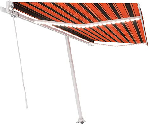 Gelenkarmmarkise Einziehbar, LAPOOH Sichtschutz Balkon, Seitenmarkise, Balkon Markise, Klemmmarkise, Sonnenvorhang, Balkonmarkisen, 400x300 cm Orange und Braun