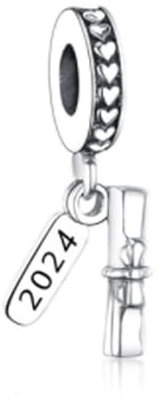 RMMY Charm 2024 Certificate of Graduation Charm Anhänger für Armband Halskette Muttertag Geschenk für Frauen 925 Sterling Silber Beads with Zirkonia Schmuck