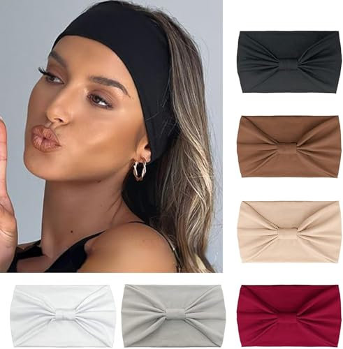 Bandeau Cheveux Femme - 6 Pièces Headband Yoga Sport, Serre Tete Multicolore, Accessoires Mode, Bandeau Large
