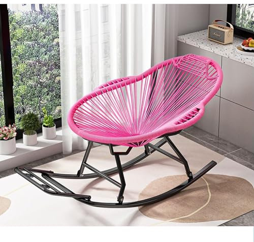 Rattan Schaukelstuhl Wohnzimmer ,sessel Wohnzimmer,schaukelstuhl Outdoor Trägt 300 Kg,relaxsessel Mit Liegefunktion,lesesessel,loungesessel Relaxliege Relaxsessel & -liegen Gartensessel(Color:Pink)