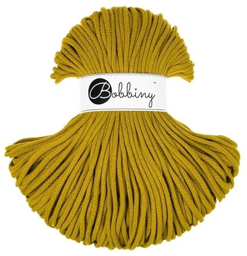 Bobbiny Premium Makramee-Schnur, geflochten, 5 mm, 100 m, Würziges Gelb