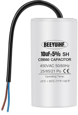 BEEYUIHF CBB60 450V 10uf Motorkondensator,50/60Hz Kondensatoren, Anlaufkondensator mit Kabel, 10µF 450V Motorkondensatoren für Elektromotor - 34x65mm
