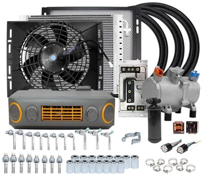 Compresor de aire acondicionado eléctrico de 12V y 24V CA for coche, furgoneta, Street Rod, clásico y clásico(12v)