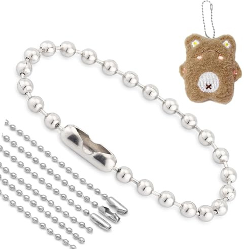 100 catene a sfere in metallo argentato, in acciaio inox, con connettori, 2,4 mm, per progetti fai da te, decorazioni per San Valentino