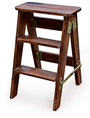 Steps ladder, folding ladder Folding Ladder Stool 3 Steps Wood Foot Stools Adult Stepladder Portable Shoe Bench Flower Rack，Indoor Kitchen Bathroom