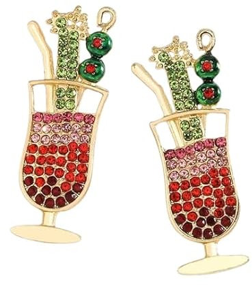 jewelry Rhinestone cocktail glass earring Earrings for Women Champagne Bottle Earrings Wine Glass Dangle Earrings Cocktail Earrings, 0.67 x 2 inches, Brass, No Gemstone jewelry