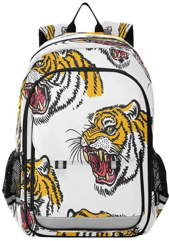 OWFKAY Schulrucksack für Kinder, College-Rucksack, Reise, Büchertasche, modischer Rucksack, Mädchen, Jungen, Tiger-Avatar, Tiger Avatar, One size