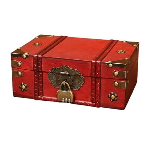SUBLXPoten Truhe Holz Vintage Handgefertigte Schmuckschatulle, Vintage-Holz-Aufbewahrungsbox, Buch-Aufbewahrungsbox, Organizer, Schatzkiste, Truhen-Organizer(Style4)