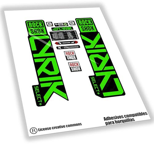 WP529 Aufkleber kompatibel mit Rock Shox Lyrik Select+ 2023-25 Gabel-Fahrradaufkleber, MTB-Aufkleber, GABELAUFFKLEBER (FLUOR-Grün)