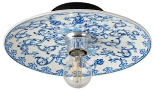 Lucande Wandleuchte, Wandlampe Innen Faelira (Retro Vintage Antik) in Blau aus Keramik (1 flammig E27) - Wandstrahler Wandbeleuchtung Schlafzimmer/Wohnzimmer Wohnzimmerleuchte
