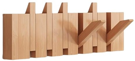jamgeery Porte-manteau mural en bois de style piano, Porte Manteau avec 6 crochets rabattables Crochets Muraux pour une Entrée, Chambre, Salle de Bain