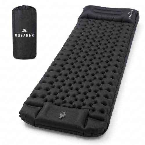 Voyager - Einzelne Isomatte - Ergonomisches Design - Strapazierfähiges 40D Nylon + TPU - Einfaches Aufblasen/Ablassen der Luft - Kompakt & Leicht - Ideal für Camping, Wandern und Outdoor-Abenteuer