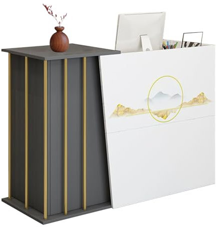 GAOXIAO Empfangstresen mit Schreibtisch, Empfangstheke Bartheke, Empfangstheke Kosmetikstudio Klein, Rezeptionstisch mit Sichtschutz, Empfangstresen l Form für Praxis Kassentheke A 100 cm