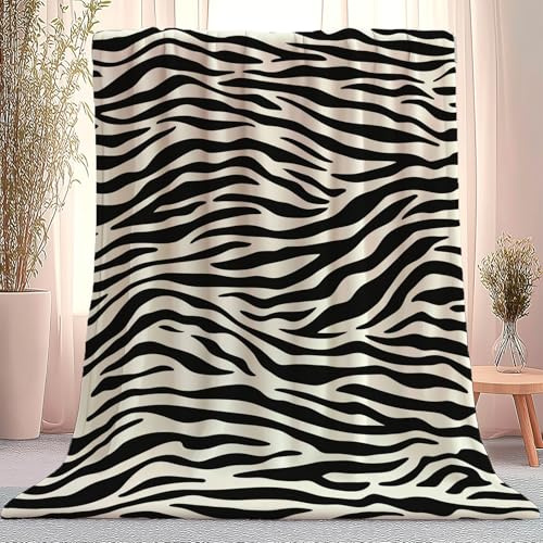Decke Klassisch Zebra Schlicht Schwarz Weiß 150 X 200 cm, Sherpa Fleece Decke Für Alle Jahreszeiten, Warme Comfort Bedruckte Kuscheldecke Für Couch Bett Sofa Deko Weiche Flauschig