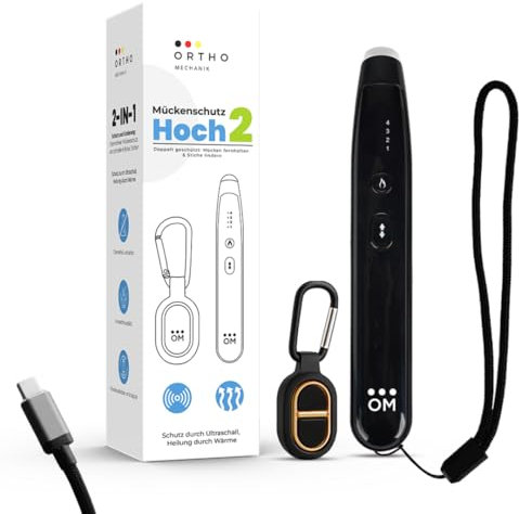 Mückenschutz Hoch2 – Insekten fernhalten & Stiche lindern mit 2 aufladbaren Geräten: USB-C Wärmestift & Ultraschall-Mückenschutz, ohne Chemie