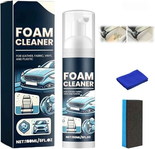 Detergente multifunzione in schiuma per interni auto, detergente per sedili auto, detergente per interni auto, detergente per interni auto, gomma, pelle, schiuma multiuso, 150 ml (1)