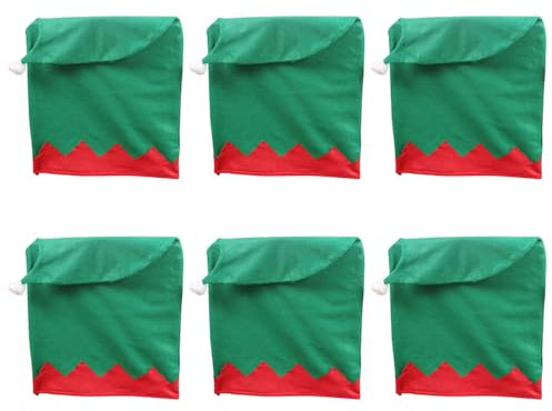 Qsvbeeqj Stuhlhussen mit Weihnachtsmannmütze, Stuhlhussen für Weihnachten, Party-Dekoration