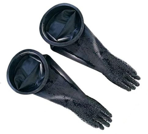 DMBAOD Guanti di Sabbia da Sabbia Guanti di Gomma per lavori di Sicurezza protettivi di sabbiatura 6-inch Rubber Ring + One Pair of granular Gloves (Diameter 200mm) Sandblasting Gloves