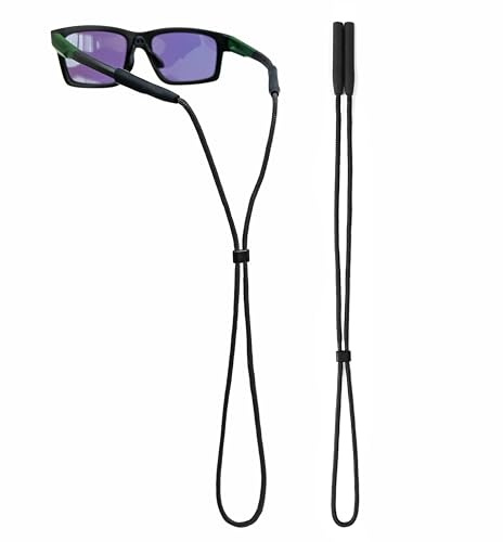 80Days Laccetto occhiali regolabile in nylon con terminali in silicone – presa sicura per occhiali da sole, da lettura o sportivi (BK 1pcs)