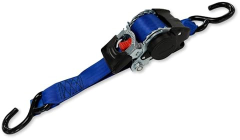 Spear & Jackson RATSTRAP25 Sangles à Cliquet Rétractables Automatiques – Sangles d’Arrimage Auto-rétractables – 25 mm x 3 m (Pack de 1), Bleu, Noir et Rouge