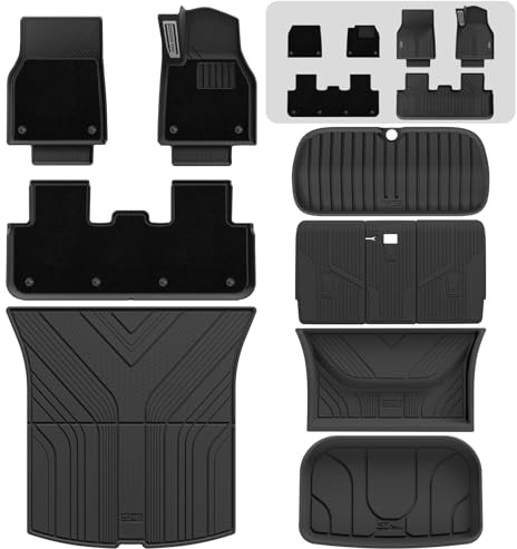 3W FULL SET 2-Layer Floor Mats & Boot Liner Fit for 2025 2026 Tesla Model Y Juniper, Odorless Thoex™ All Weather Premium Car Carpets Liner, Waterproof Anti-Slip Easy Clean Heavy Duty Tesla Accessories