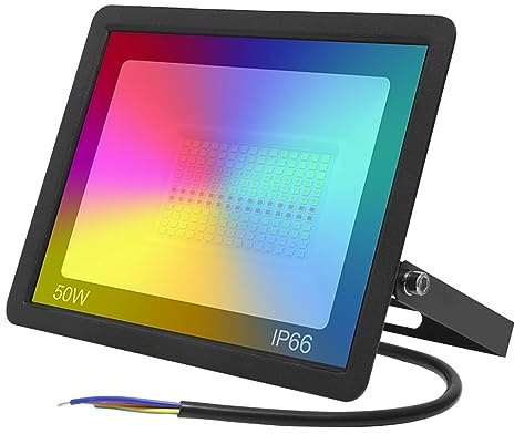 CCZRD Tuya Smart WiFi RGB Reflector 100W 50W 30W Impermeable LED Reflector Luz De Inundación Lámpara De Calle RGB Regulable(50W)
