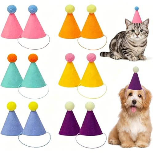 12 Stück Partyhüte Für Kuscheltiere, kuscheltiere für Stofftiere,Hunde,Katzen Party, Weiches Filzmaterial Mit Elastischem Band, für Niedliche Tierparty Dekoration, Winzige Geburtstagsdekoration