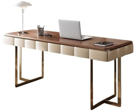 ZENGXJYCQINGJIANG Gaming Desk Minimalist Style Home Office Desk with Storage, Wood and Metal Writing Study Work PC Table, Rustic Brown(M)