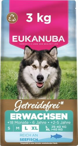 EUKANUBA Crocchette per cani adulti taglia grande con pesce, 3 kg