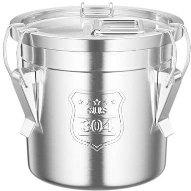 6L Eimer mit Deckel Luftdichter Kanister Lebensmittel Edelstahl Küche Getreidebehälter Küche Edelstahl Eimer Mehlbehälter Kücheneimer mit Deckel und Verriegelungsklemme