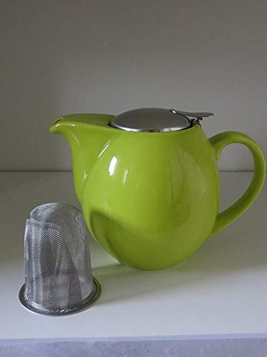Cha Cult Kanne Saara Porzellan, Lime-Grün 0,9 l, mit Edelstahlfilter und Deckel.
