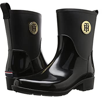 Tommy Hilfiger Kippa, Stivali in Gomma Donna, Nero Sintetico, 36 EU