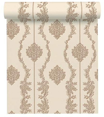 A.S. Création Vliestapete Chateau 5 Tapete mit Ornamenten barock 10,05 m x 0,53 m beige braun metallic Made in Germany 344935 34493-5