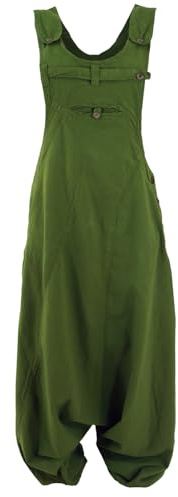 GURU SHOP Latzhose Aladinhose Pluderhose Pumphose aus Baumwolle, olive, XL