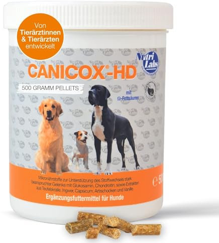 NutriLabs Canicox-HD Gelenk-Pellets für Hunde 500 g - mit MSM, Chondroitin, Hyaluronsäure, Glucosamin & Teufelskralle - Gesundheitsprodukte für Hunde - Nahrungsergänzungsmittel Hund