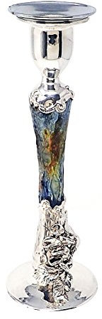 Inmaculada Romero IR Bougeoir Fleurs Vert métal plaqué Verre soufflé Motif [AB5966]