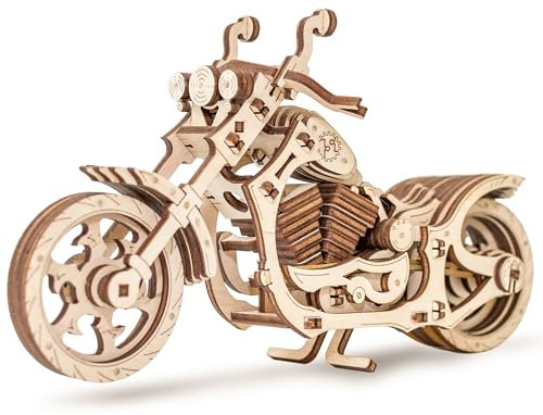EWA Eco-Wood-Art EWA EcoWoodArt 3D Holzpuzzle für Jugendliche und Erwachsene-Mechanisches Cruiser-Motorradmodell-DIY-Bausatz des Rades, kein Kleber erforderlich, Mittel