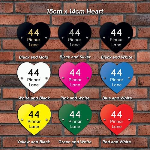 Personalised House Sign, Laser Cut, Custom Front Door Acrylic Number Plaque (15x15 Heart)