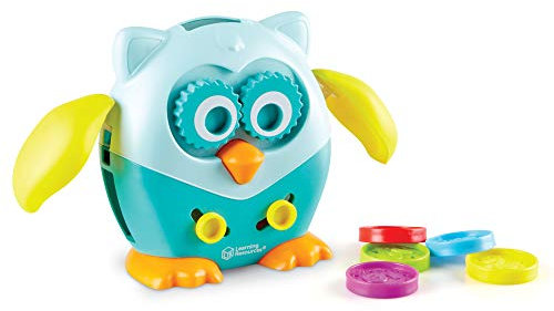 Learning Resources Hoot, die Eule zur Förderung der Feinmotorik, Ab 18 Monaten, Lernspiel Farben, Formen und Zahlen, 4 Aktivitäten mit Münzen